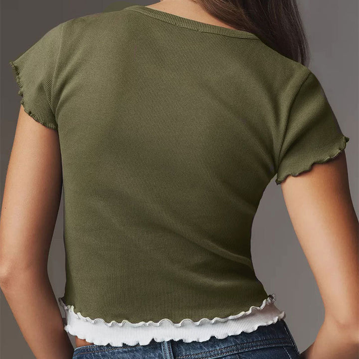 Dame Crop-top med ruffle detaljer Mirla-Eva Jonsson