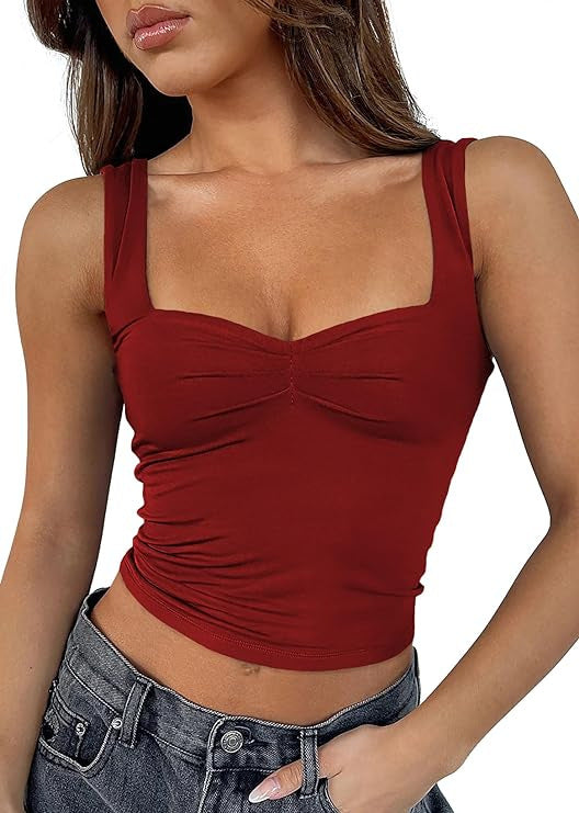Dame Crop-top med rynkad detalj och fyrkantig u-ringning Mirla-Eva Jonsson