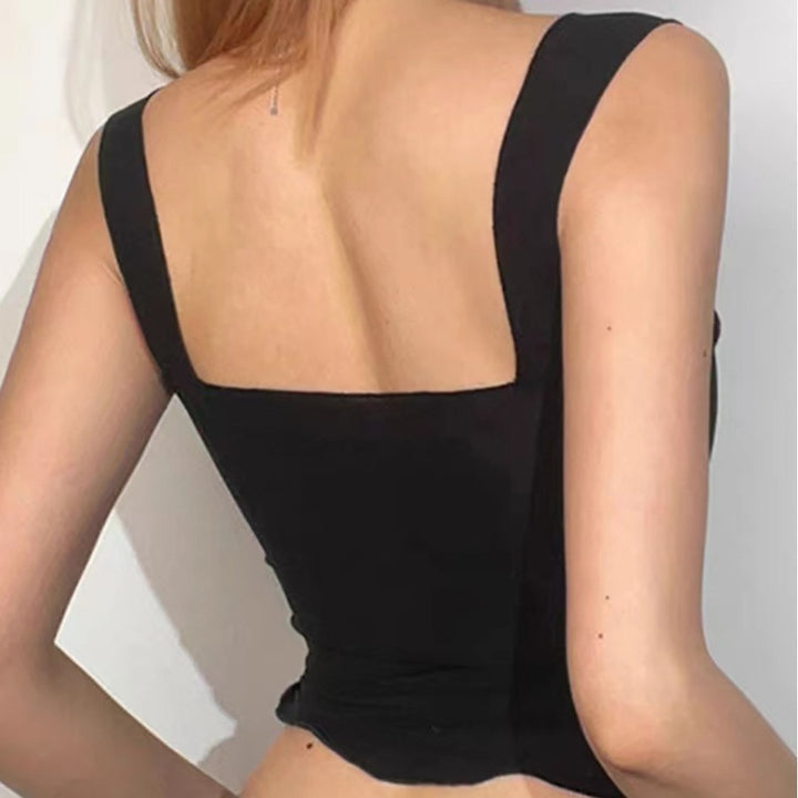 Dame Crop-top med rynkad detalj och fyrkantig u-ringning Mirla-Eva Jonsson