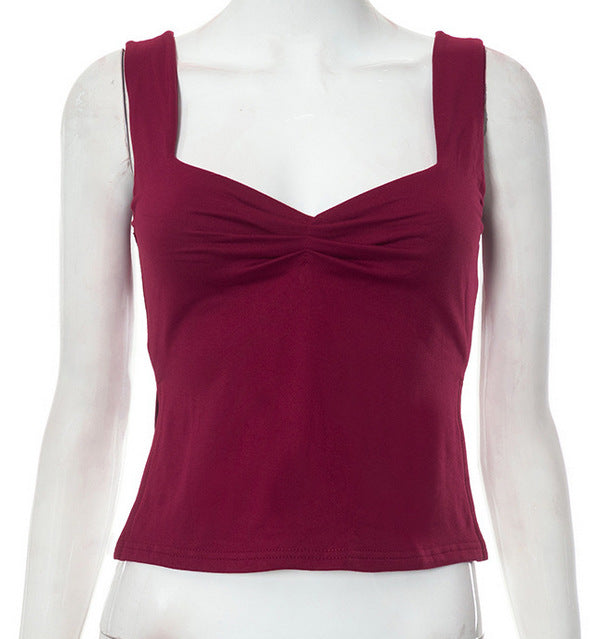 Dame Crop-top med rynkad detalj och fyrkantig u-ringning Mirla-Eva Jonsson