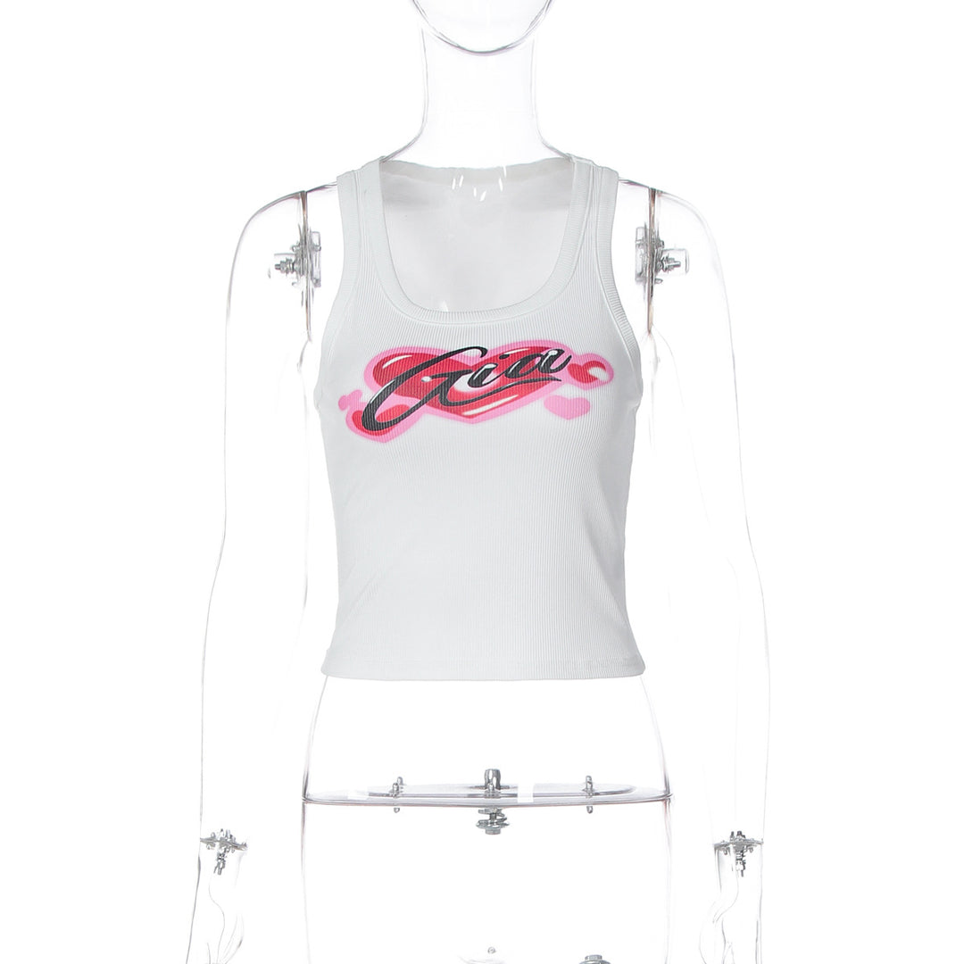 Dame Crop-top med stiligt tryck och figurnära passform Mirla-Eva Jonsson