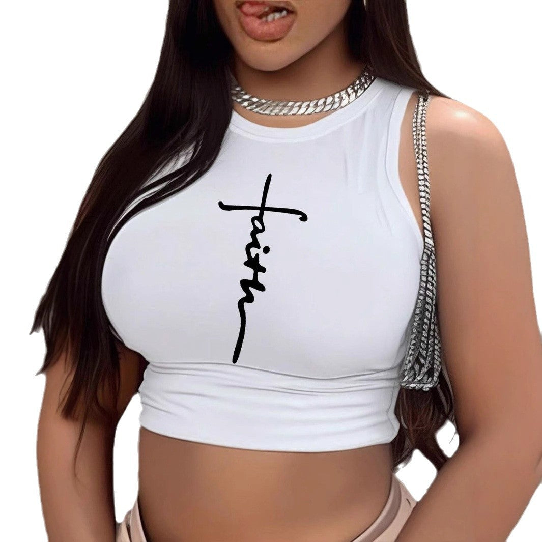 Dame Crop-top med unik design och moderiktig text Mirla-Eva Jonsson