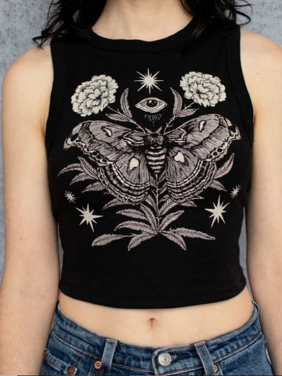 Dame Crop-top med unik design och moderiktig text Mirla-Eva Jonsson