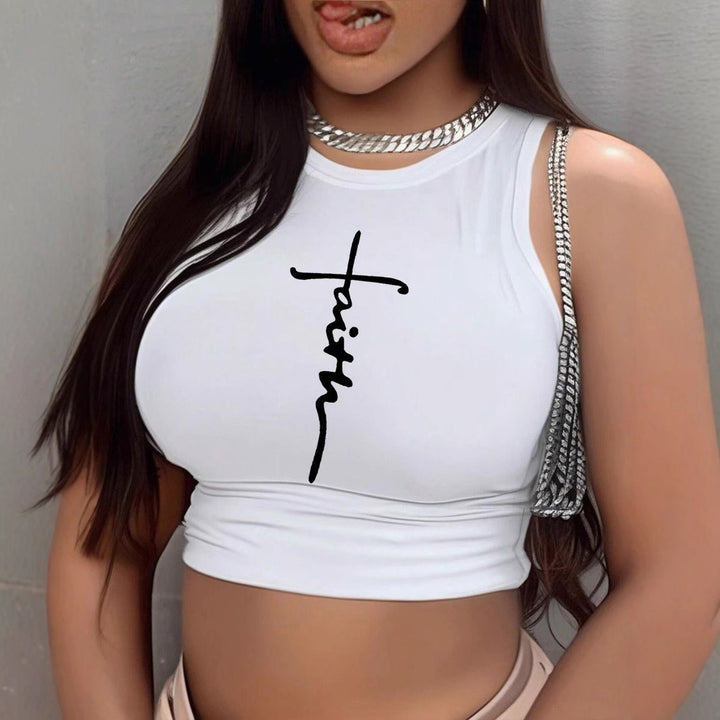 Dame Crop-top med unik design och moderiktig text Mirla-Eva Jonsson