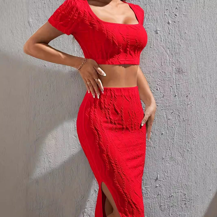 Dame Crop-top och Maxi-kjol Outfit Eva Jonsson-Eva Jonsson