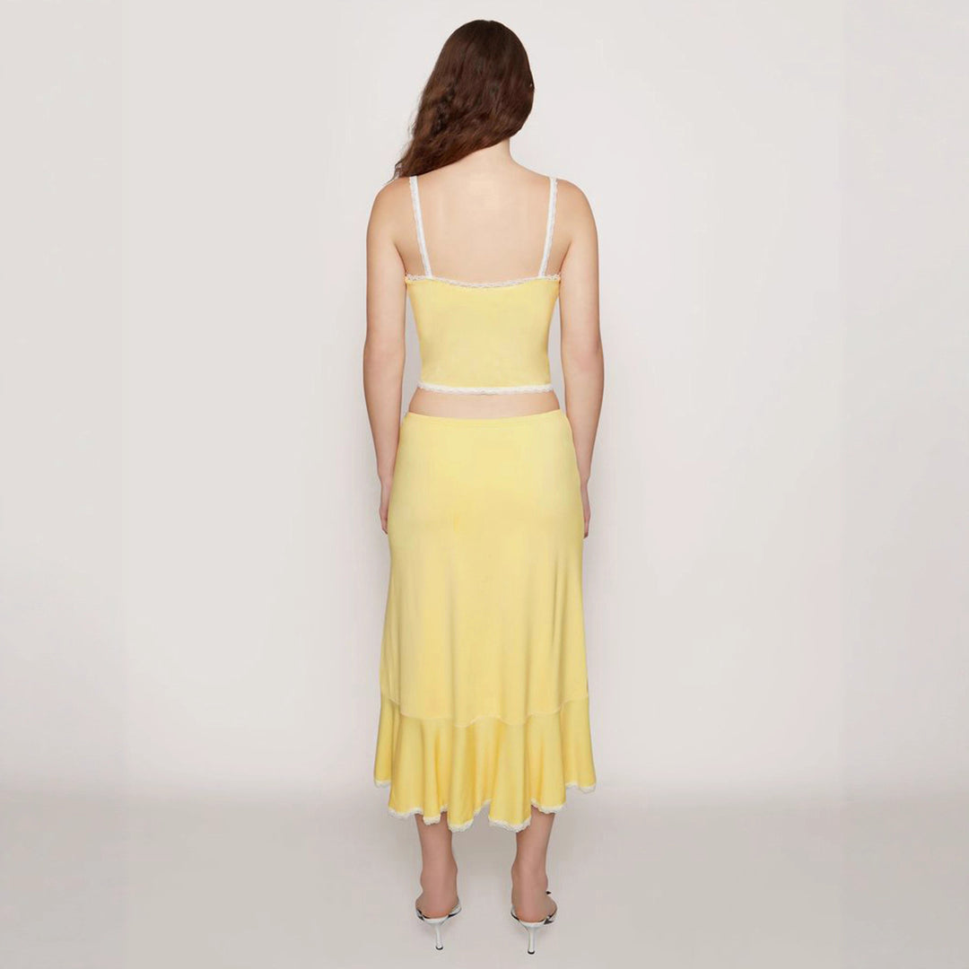 Dame Crop-top och Midkjol Set med Volangsaum Mirla-Eva Jonsson