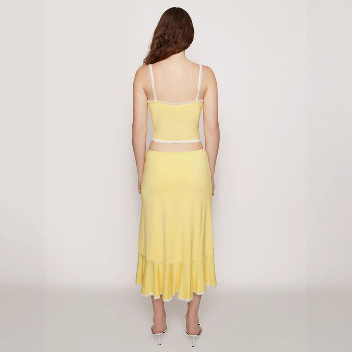 Dame Crop-top och Midkjol Set med Volangsaum Mirla-Eva Jonsson