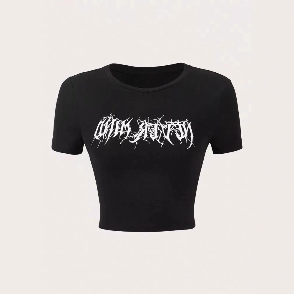 Dame Crop-tröja med kreativt statementstryck Mirla-Eva Jonsson