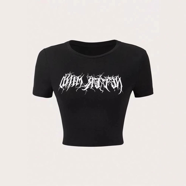 Dame Crop-tröja med kreativt statementstryck Mirla-Eva Jonsson