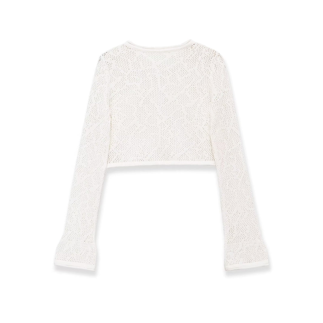 Dame Cropped Sticktop med elegant längsmönster Mirla-Eva Jonsson