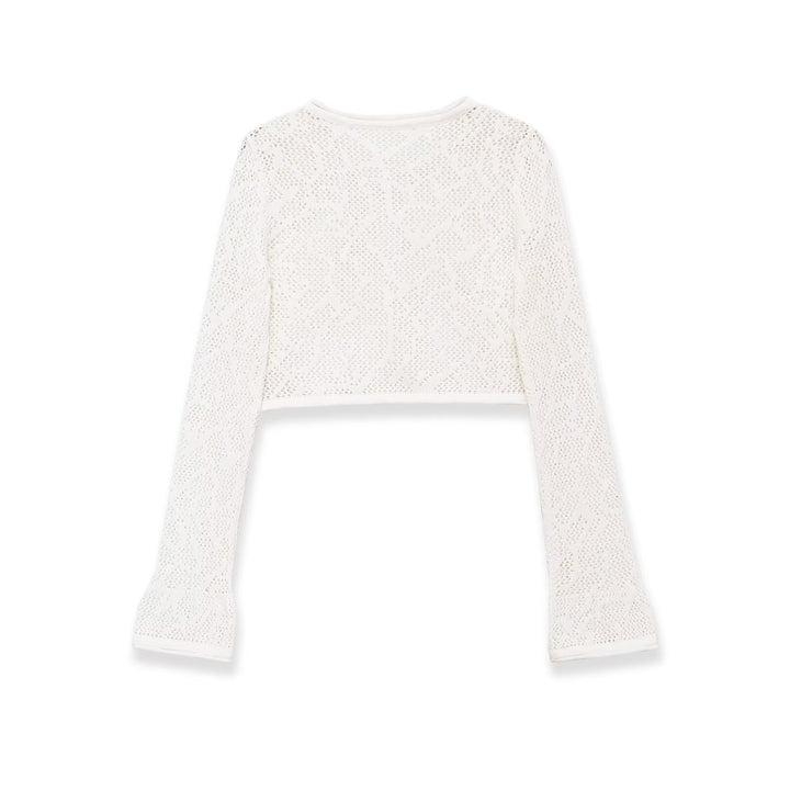 Dame Cropped Sticktop med elegant längsmönster Mirla-Eva Jonsson