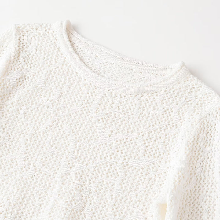 Dame Cropped Sticktop med elegant längsmönster Mirla-Eva Jonsson