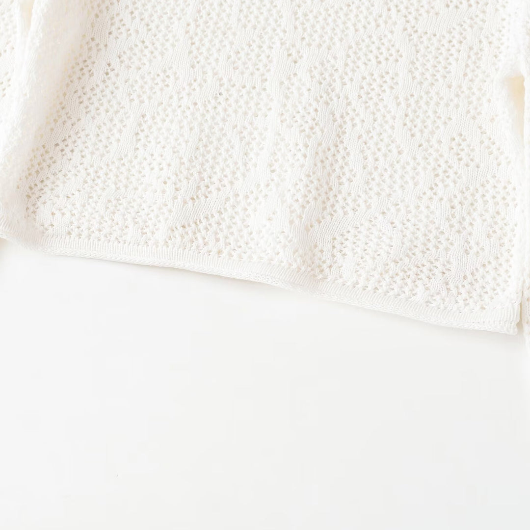 Dame Cropped Sticktop med elegant längsmönster Mirla-Eva Jonsson