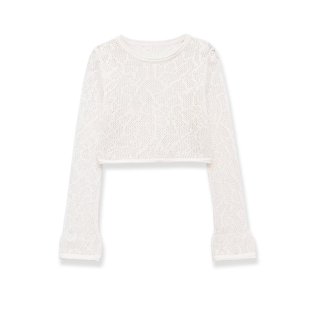 Dame Cropped Sticktop med elegant längsmönster Mirla-Eva Jonsson