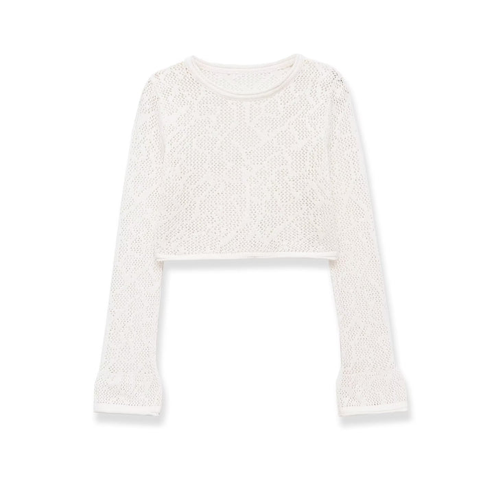 Dame Cropped Sticktop med elegant längsmönster Mirla-Eva Jonsson