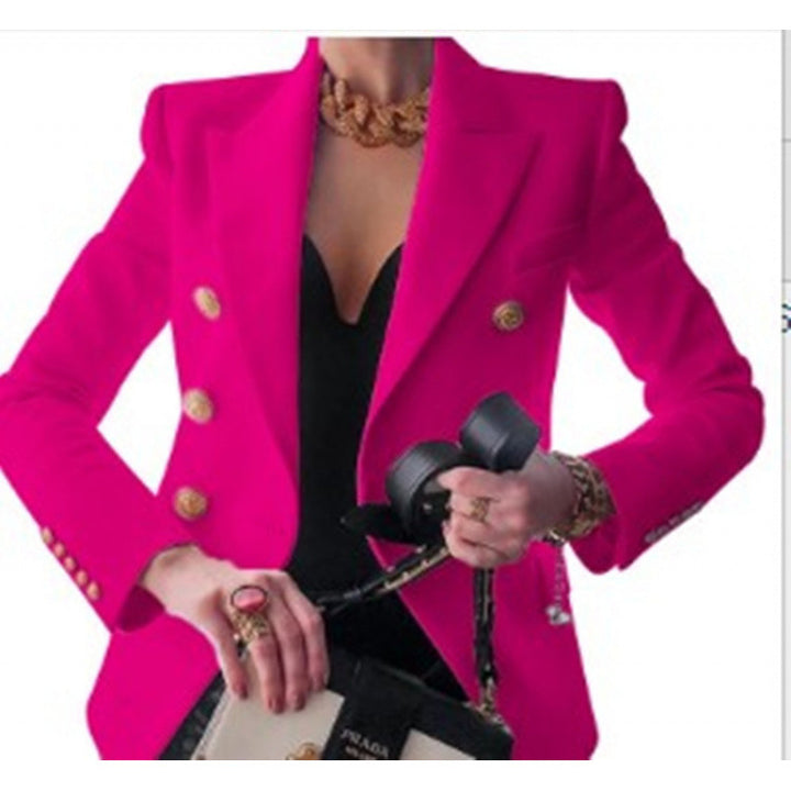 Dame Elegant Blazer med Guldknappsdetalj och Klassisk Skärning Mirla-Eva Jonsson