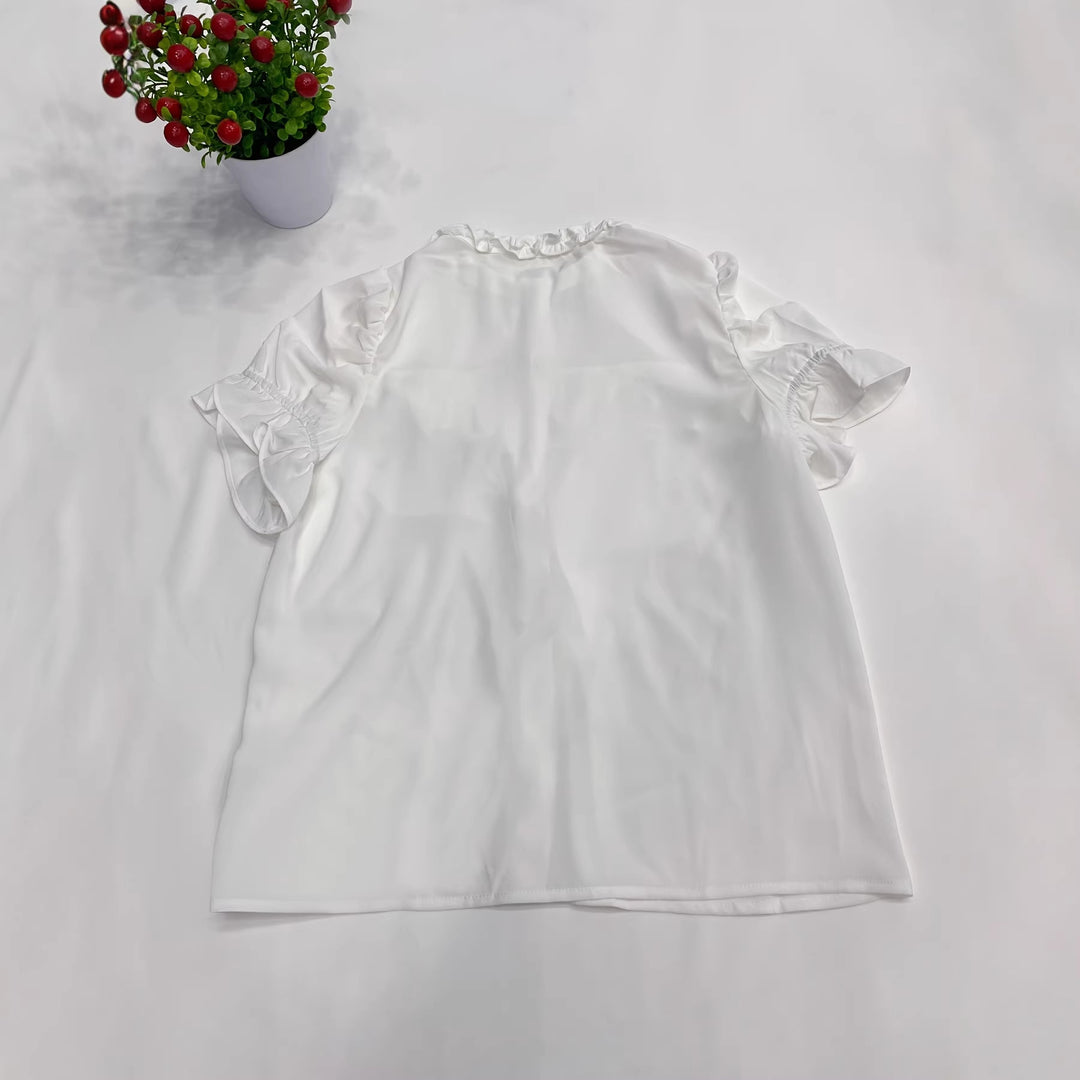 Dame Elegant Blusenshirt med volangdetaljer Mirla-Eva Jonsson