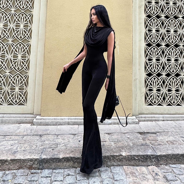 Dame Elegant Jumpsuit med Drapering och bred byxföring Mirla-Eva Jonsson