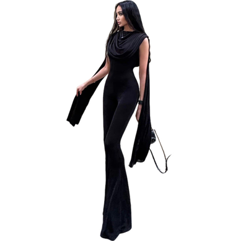 Dame Elegant Jumpsuit med Drapering och bred byxföring Mirla-Eva Jonsson