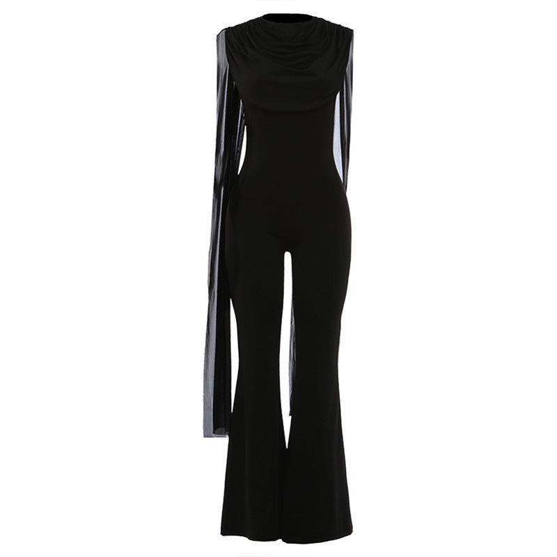Dame Elegant Jumpsuit med Drapering och bred byxföring Mirla-Eva Jonsson