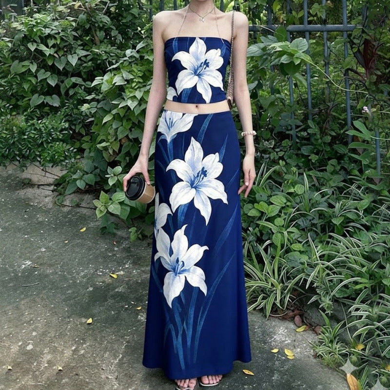 Dame Elegant Maxi Klänning med blommönster och midjeskärning Mirla-Eva Jonsson
