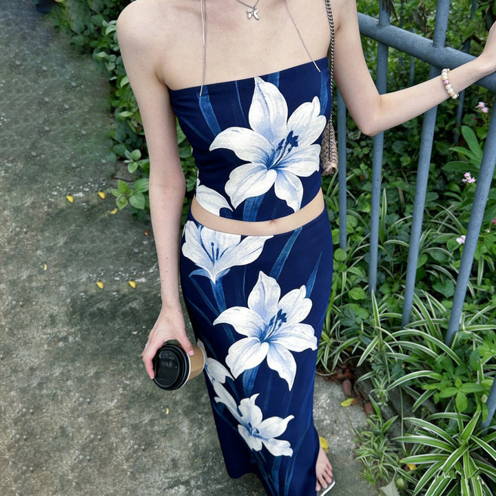 Dame Elegant Maxi Klänning med blommönster och midjeskärning Mirla-Eva Jonsson