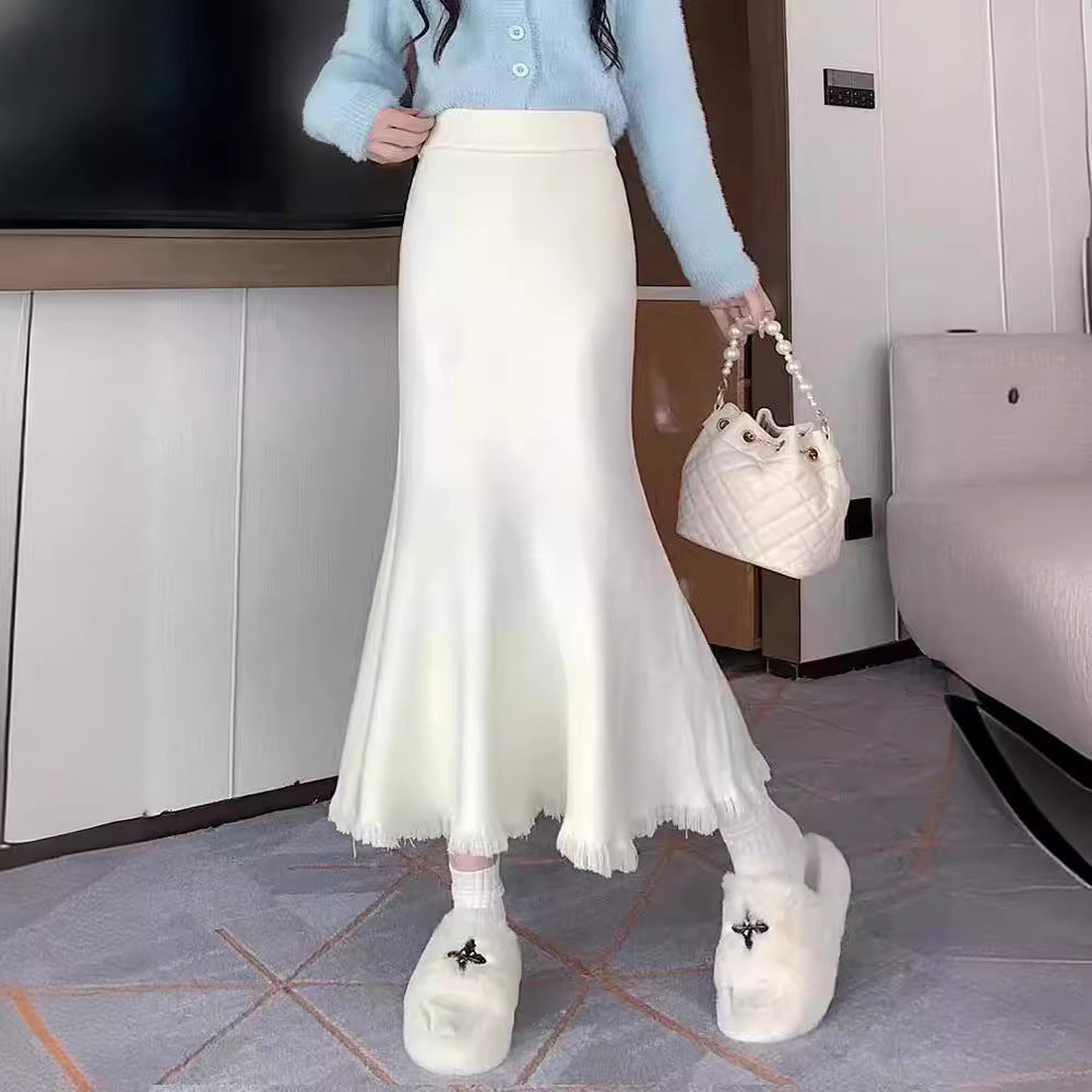 Dame Elegant Maxikjol med Voluminös Hem och Fransiga Detaljer Eva Jonsson-Eva Jonsson
