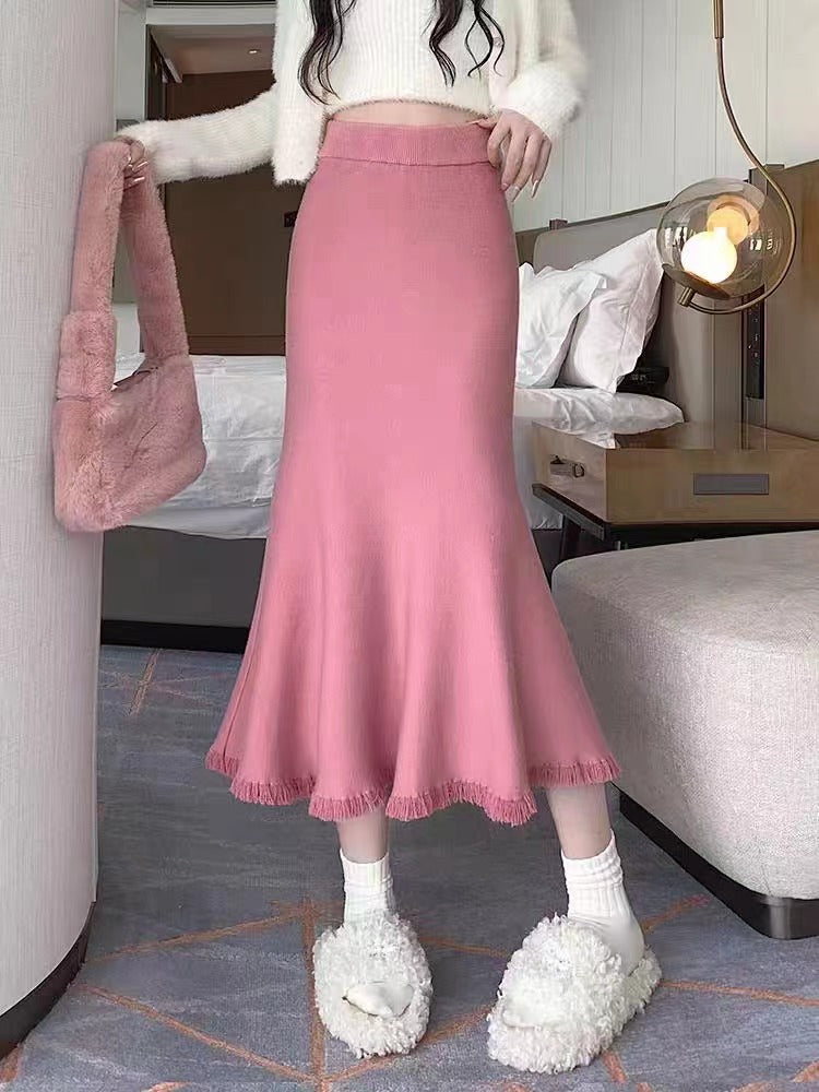 Dame Elegant Maxikjol med Voluminös Hem och Fransiga Detaljer Eva Jonsson-Eva Jonsson
