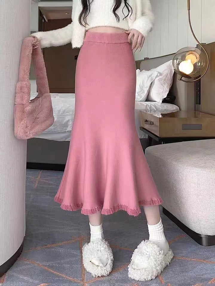 Dame Elegant Maxikjol med Voluminös Hem och Fransiga Detaljer Eva Jonsson-Eva Jonsson