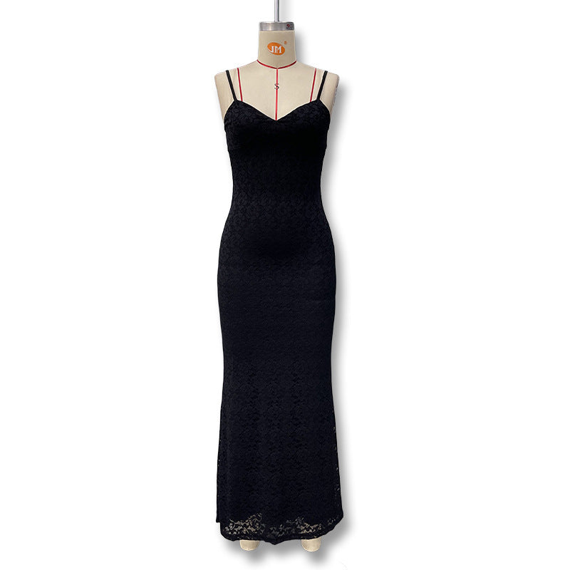 Dame Elegant Maxikjole med fin blonde og V-hals Mirla-Eva Jonsson