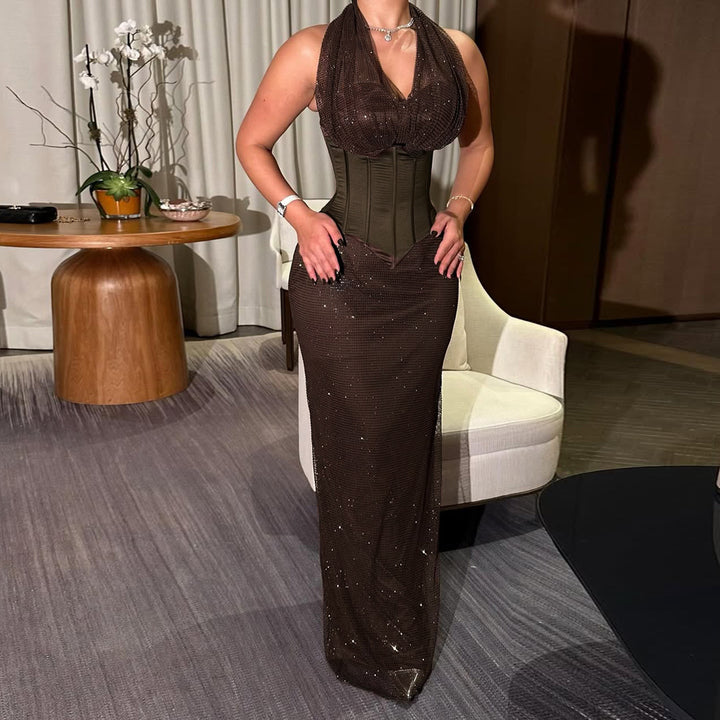 Dame Elegant Maxikjole med glitrende accenter og figursyet overdel Mirla-Eva Jonsson
