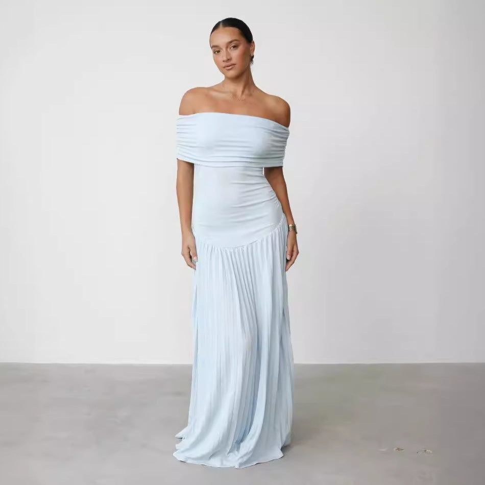 Dame Elegant Off-Shoulder Maxiklänning med Faldetaill och figurspelande snitt Mirla-Eva Jonsson