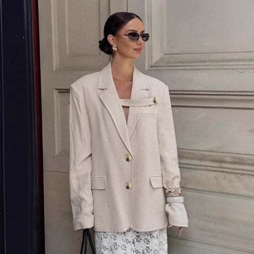 Dame Elegant Oversized Blazer med unik detalj Mirla-Eva Jonsson