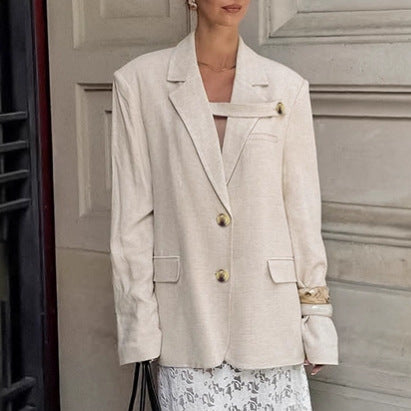Dame Elegant Oversized Blazer med unik detalj Mirla-Eva Jonsson