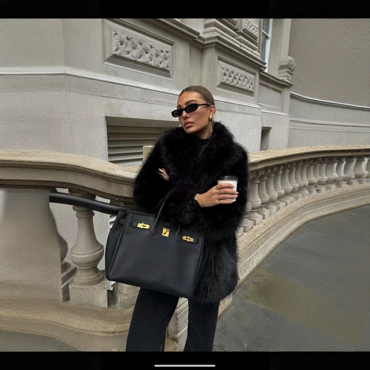 Dame Elegant Oversized Konstpälsjacka med vida ärmar Mirla-Eva Jonsson
