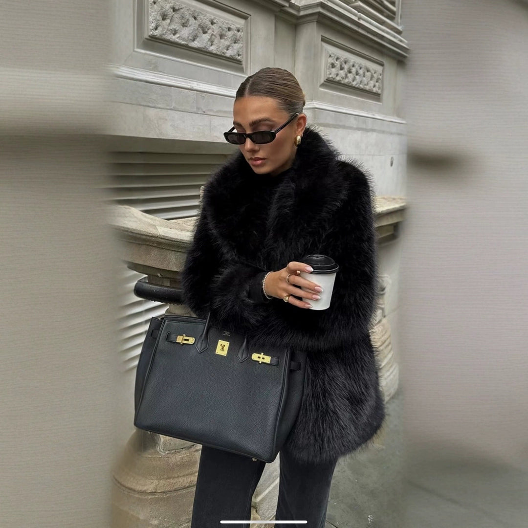 Dame Elegant Oversized Konstpälsjacka med vida ärmar Mirla-Eva Jonsson