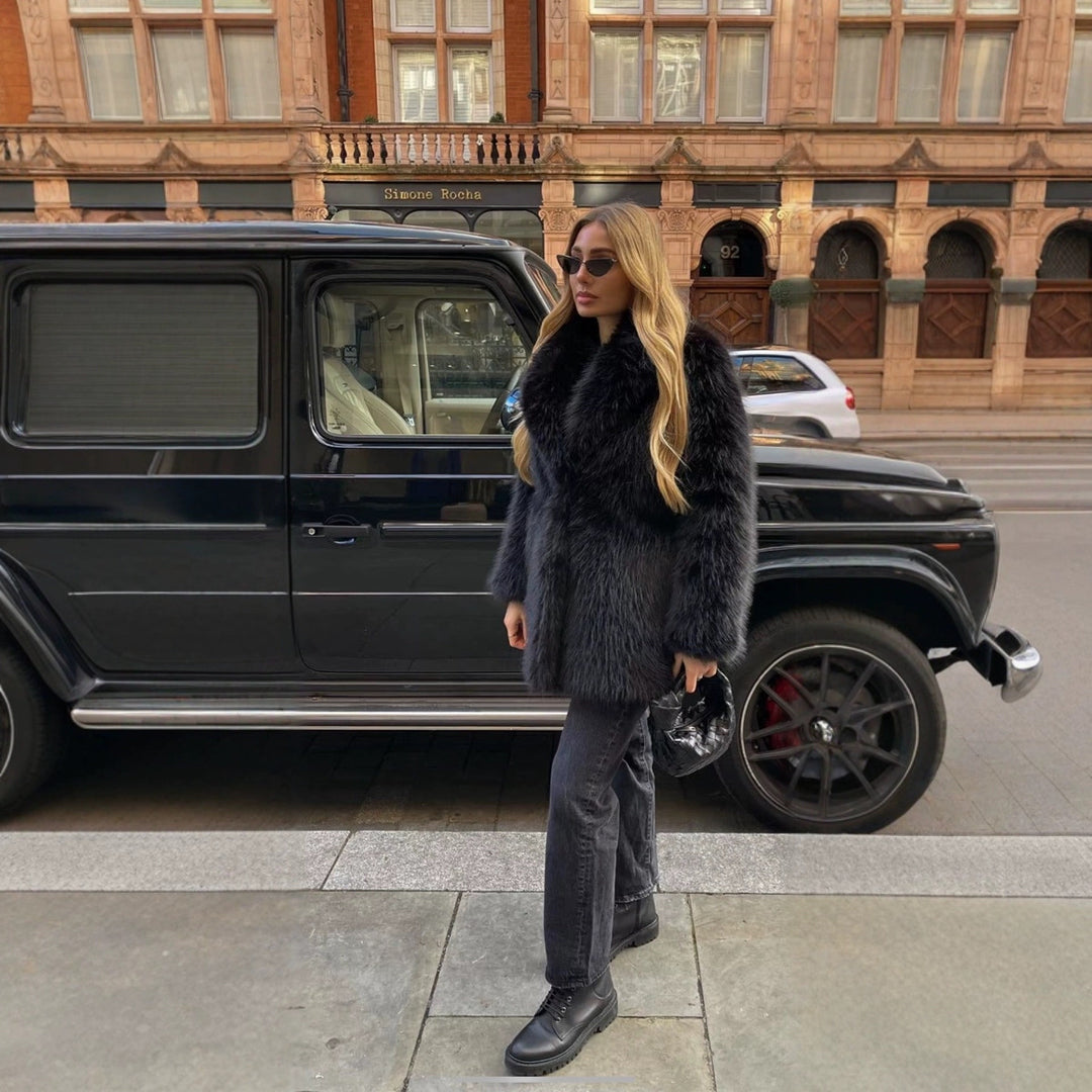 Dame Elegant Oversized Konstpälsjacka med vida ärmar Mirla-Eva Jonsson