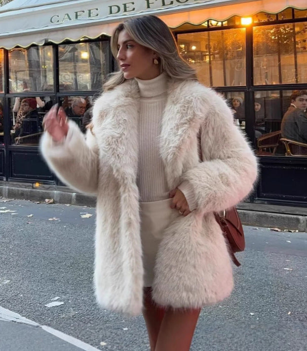 Dame Elegant Oversized Konstpälsjacka med vida ärmar Mirla-Eva Jonsson