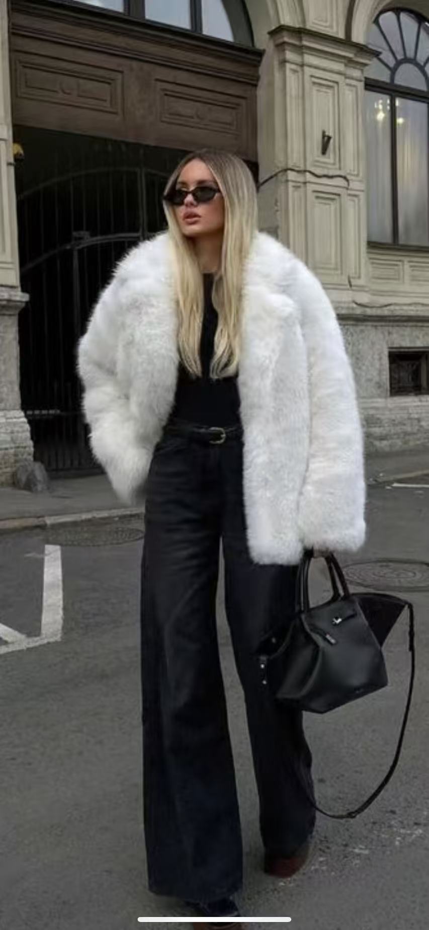 Dame Elegant Oversized Konstpälsjacka med vida ärmar Mirla-Eva Jonsson