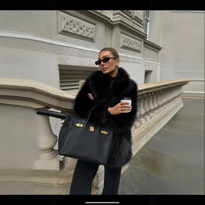 Dame Elegant Oversized Konstpälsjacka med vida ärmar Mirla-Eva Jonsson