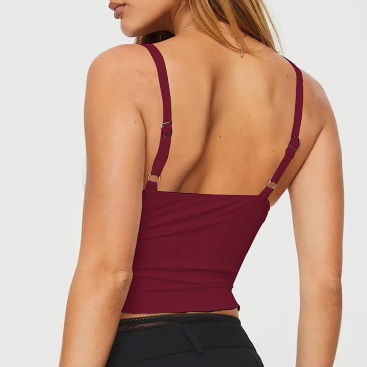 Dame Elegant Spaghetti-top med förförisk drapering Mirla-Eva Jonsson