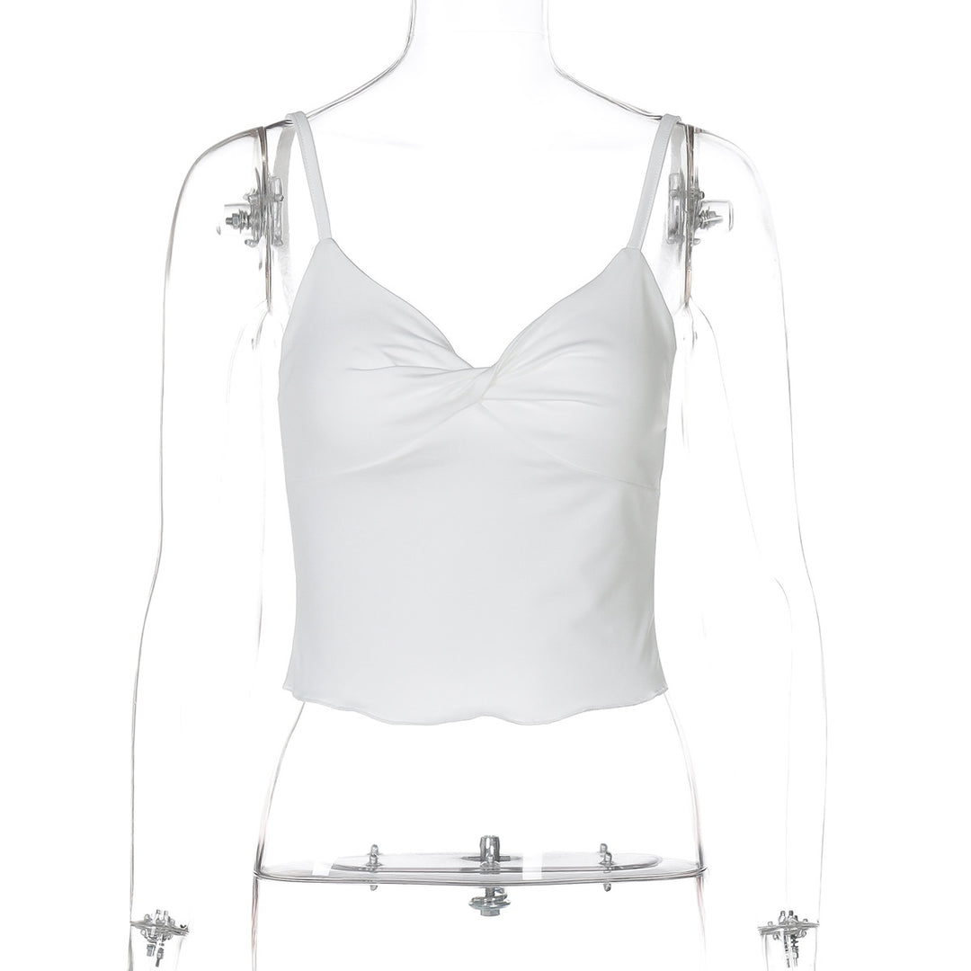 Dame Elegant Spaghetti-top med förförisk drapering Mirla-Eva Jonsson