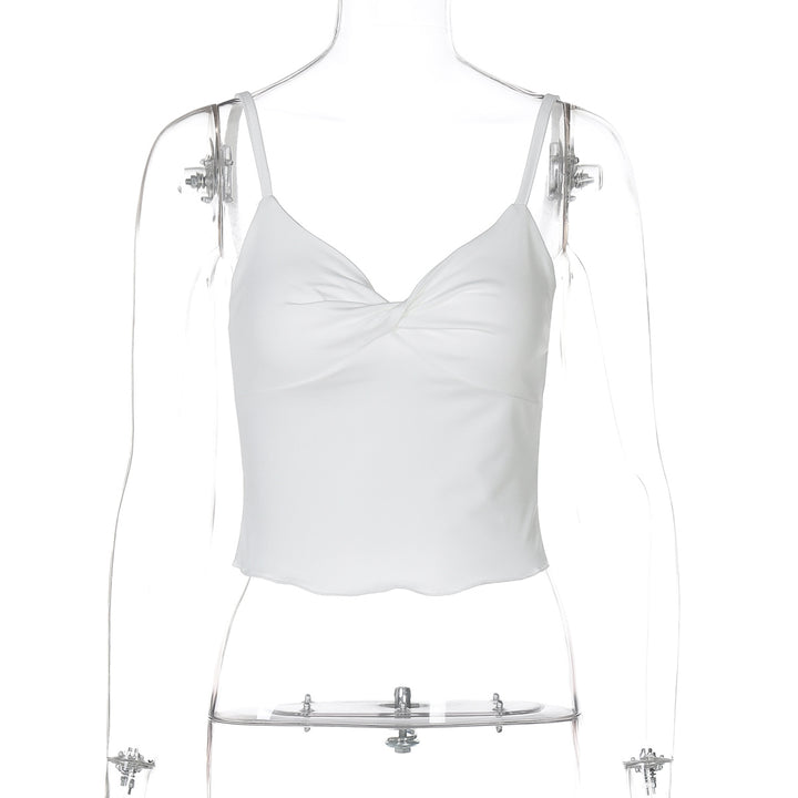 Dame Elegant Spaghetti-top med förförisk drapering Mirla-Eva Jonsson