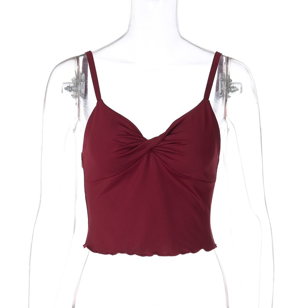 Dame Elegant Spaghetti-top med förförisk drapering Mirla-Eva Jonsson