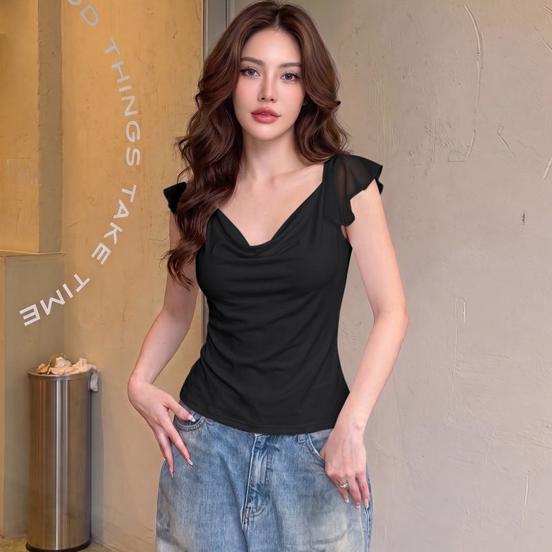Dame Elegant Top med flytande Chiffon-detalj Mirla-Eva Jonsson