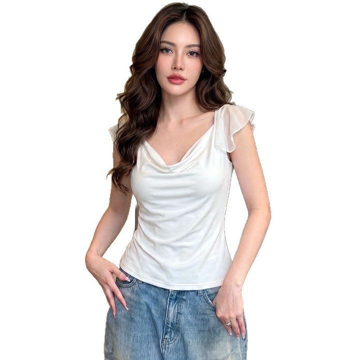 Dame Elegant Top med flytande Chiffon-detalj Mirla-Eva Jonsson