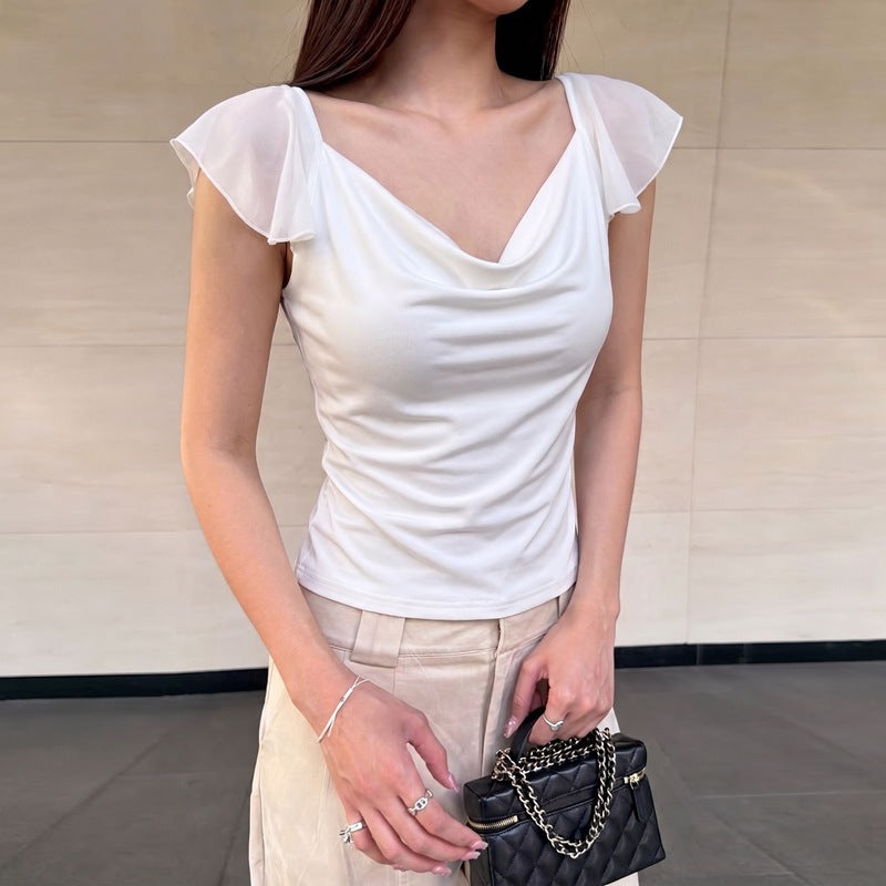 Dame Elegant Top med flytande Chiffon-detalj Mirla-Eva Jonsson