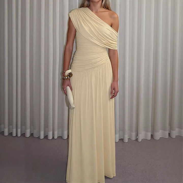 Dame Elegant Wrap Maxikjole med asymmetrisk skæring og høj kvalitets jersey Mirla-Eva Jonsson