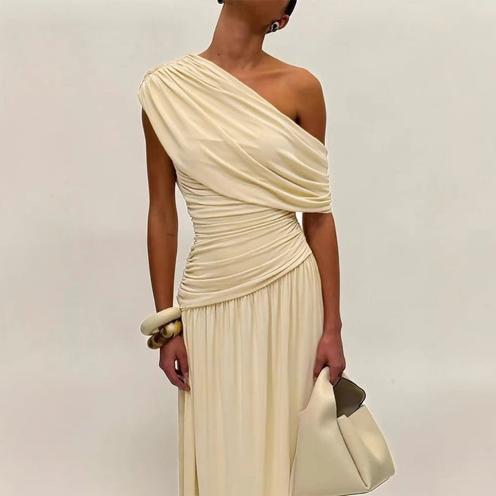 Dame Elegant Wrap Maxikjole med asymmetrisk skæring og høj kvalitets jersey Mirla-Eva Jonsson