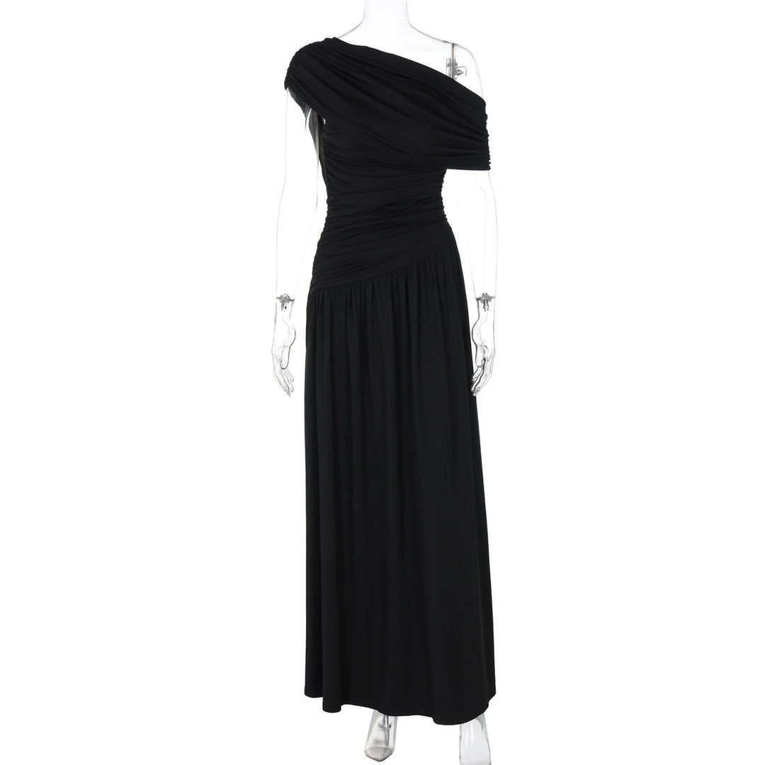 Dame Elegant Wrap Maxikjole med asymmetrisk skæring og høj kvalitets jersey Mirla-Eva Jonsson